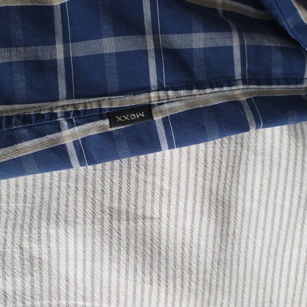 Mexx Men's Cotton Plaid Semi-Slim Fit Button-down Shirt Blue - Picture 5 of 13
